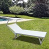 Rebecca Mobili Lettino Sdraio Spiaggia Bianco Textilene Alluminio 38x186x61