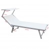 Rebecca Mobili Chaise longue de plage en aluminium textilène blanc 38x186x61