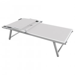 Rebecca Mobili Chaise longue de plage en aluminium textilène blanc 38x186x61