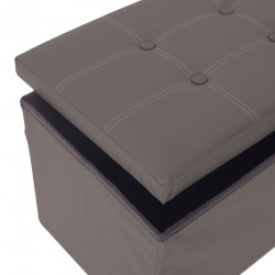 Mobili Rebecca Pouffe Box Storage Bean Bag Footstool Grey Faux Leather 38x76x38