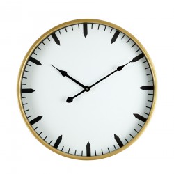 Rebecca Mobili Reloj de pared Relojes Blanco Dorado Mdf Metal Vidrio 40x40x6