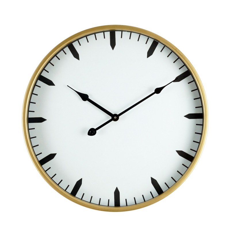 Rebecca Mobili Reloj de pared Relojes Blanco Dorado Mdf Metal Vidrio 40x40x6