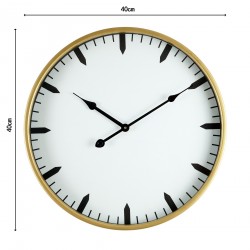 Rebecca Mobili Reloj de pared Relojes Blanco Dorado Mdf Metal Vidrio 40x40x6