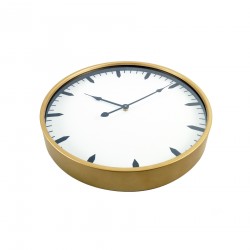 Rebecca Mobili Reloj de pared Relojes Blanco Dorado Mdf Metal Vidrio 40x40x6