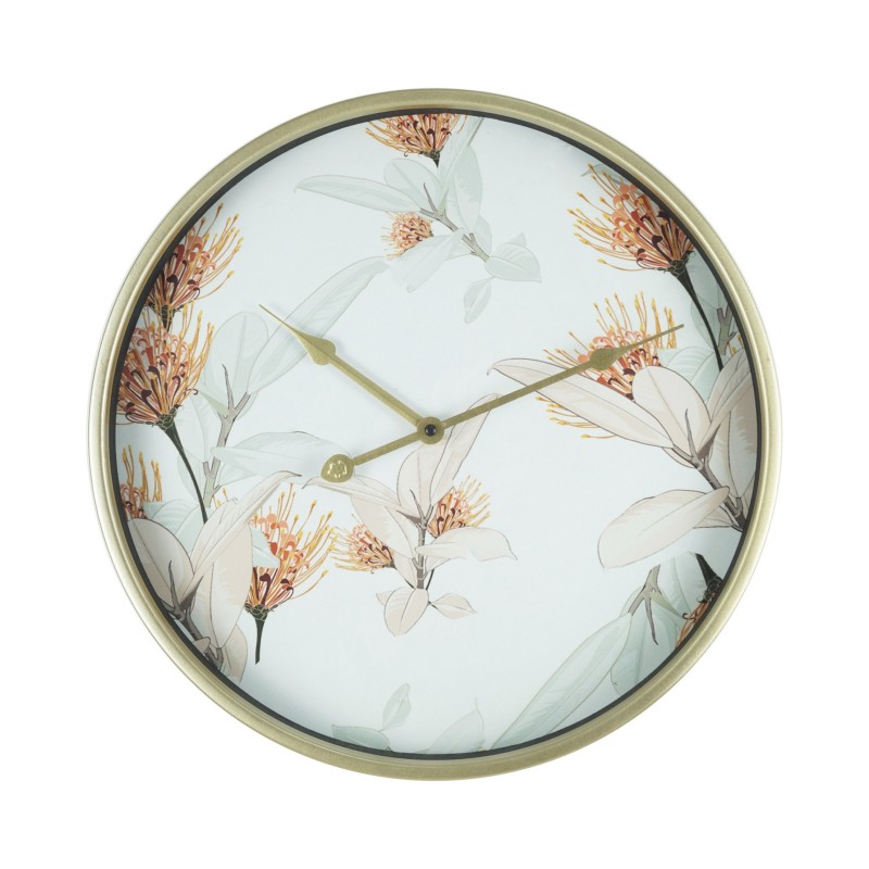 Rebecca Mobili Orologio Decorativo Muro Mdf Metallo Vetro Bianco Dorato 40x40x6