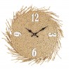 Rebecca Mobili Horloge Murale Grand en Bois Paille, Beige, Style Rustique pour Cuisine Salon 45 cm