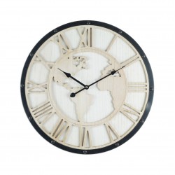 Rebecca Mobili Grande Horloge Murale Monde Rétro, Noir Blanc Shabby, Chiffres Romaine 50 cm