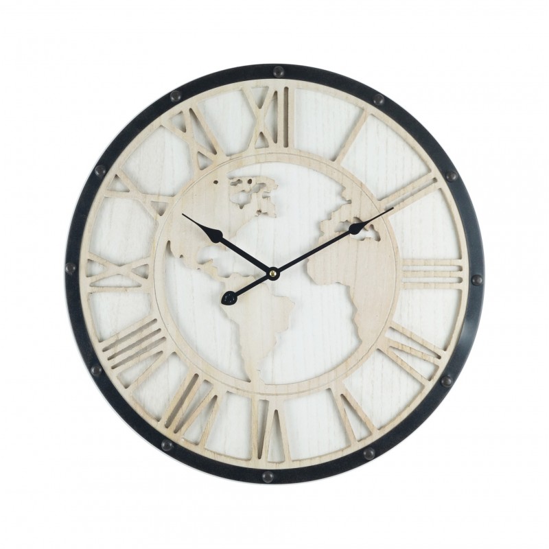 Rebecca Mobili Reloj de pared redondo vintage blanco y negro 50x50x5