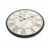 Rebecca Mobili Grande Horloge Murale Monde Rétro, Noir Blanc Shabby, Chiffres Romaine 50 cm