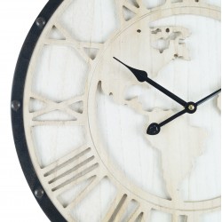 Rebecca Mobili Reloj de pared redondo vintage blanco y negro 50x50x5