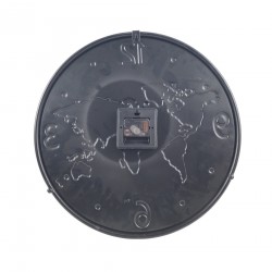 Rebecca Mobili Orologio Parete Mappamondo Metallo Grigio Scuro Marrone 45x45x4,5