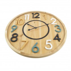 Rebecca Mobili Horloge Murale En Bois Suspendues Design, MDF, Ronde, Décoration Intérieure 50 cm