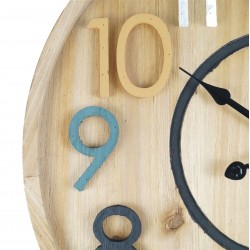 Rebecca Mobili Horloge Murale En Bois Suspendues Design, MDF, Ronde, Décoration Intérieure 50 cm