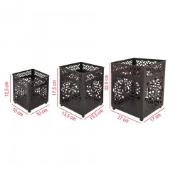 Rebecca Mobili Set of 3 Black Metal Lanterns Moroccan Candleholders for Interior and Exterior