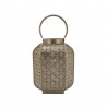 Rebecca Mobili Large Moroccan Gilded Metal Lantern Candleholder Indoor/Outdoor