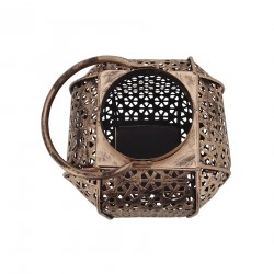 Rebecca Mobili Large Moroccan Bronze Metal Candleholder Indoor Outdoor Lantern