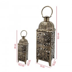 Rebecca Mobili Conjunto de 2 Porta Velas Marroquinas de Metal Dourado Grandes Lanternas Marroquinas Interior Exterior