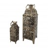 Rebecca Mobili Conjunto de 2 Porta Velas Marroquinas de Metal Dourado Grandes Lanternas Marroquinas Interior Exterior