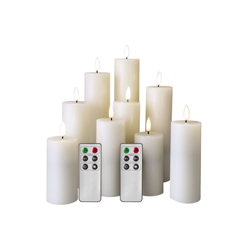 Rebecca Mobili Set of 9 Flameless White Electric Candles Led Light with Remote Control