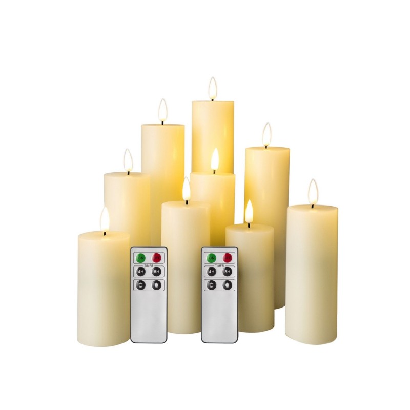 Rebecca Mobili Set of 9 Flameless Ivory Led Electric Candles Hot Light with Remote Control