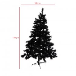 Rebecca Mobili Albero di Natale Alto Pino Abete Finto in Pvc Nero Folto Alto 180 cm da Interno