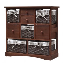 Rebecca Mobili Armoire 4 Tiroir 5 Panier Bois Pvc Marron Country 69x69x30