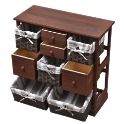 Mobili Rebecca Cupboard Storage Unit Brown 5 Baskets 4 Drawers 69x69x30