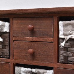 Mobili Rebecca Cupboard Storage Unit Brown 5 Baskets 4 Drawers 69x69x30