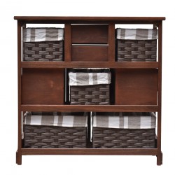 Mobili Rebecca Cupboard Storage Unit Brown 5 Baskets 4 Drawers 69x69x30