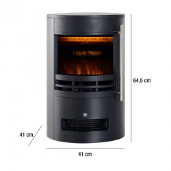 Rebecca Mobili Electric Fireplace Adjustable 3D Flame Effect LED 1000W 2000W Black