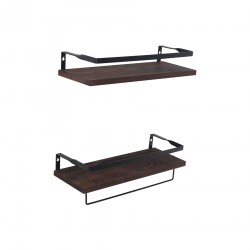 Rebecca Mobili Set of 2 Wood Metal Wall Shelves Concealed for Bathroom Kitchen