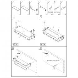 Rebecca Mobili Set van 2 handdoekenplanken keukenbadkamerwandplanken metaalhout zwartbruin objectendisplay