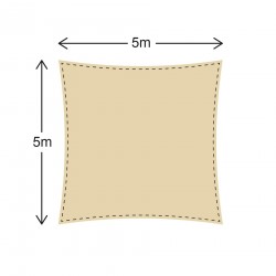 Voile d'ombrage extérieur carré beige 5 x 5 - Mobili Rebecca