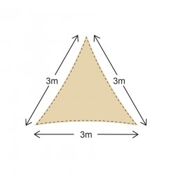 Beige triangular sun shade sail for garden 3 x 3 x 3 meters - Mobili Rebecca