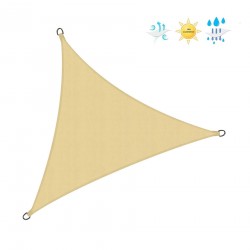 Beige triangular sun shade sail for garden 3 x 3 x 3 meters - Mobili Rebecca