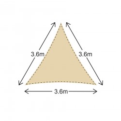 Beiges dreieckiges Sonnensegel 3,6 x 3,6 x 3,6 meters - Mobili Rebecca