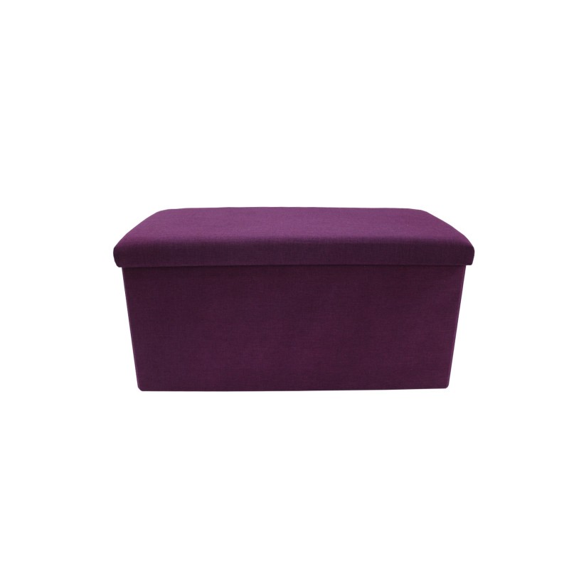 Mobili Rebecca Pouf Repose-Pieds Rangement Violet Coton 38x76x38