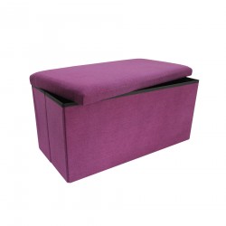 Mobili Rebecca Pouf Repose-Pieds Rangement Violet Coton 38x76x38