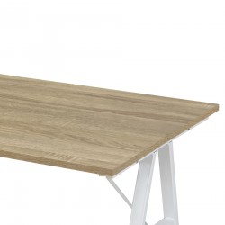 Rebecca Mobili Compact bureau kantoor studeerkamer slaapkamertafel stalen melamine vezelplaat wit beige moderne stijl