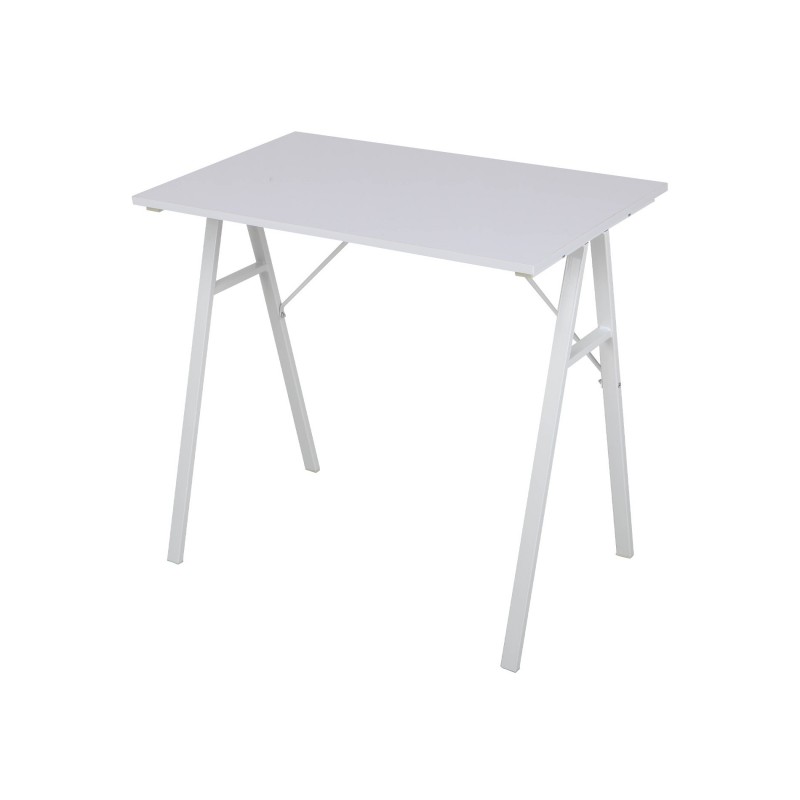 Rebecca Mobili Secretária Mesa de escritório PC MDF Aço Branco Estilo Moderno