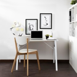 Rebecca Mobili Table d'ordinateur pour PC en Bois Acier blanc Bureau de jeu de style Moderne