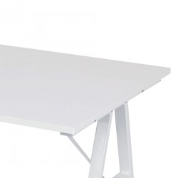 Rebecca Mobili Secretária Mesa de escritório PC MDF Aço Branco Estilo Moderno