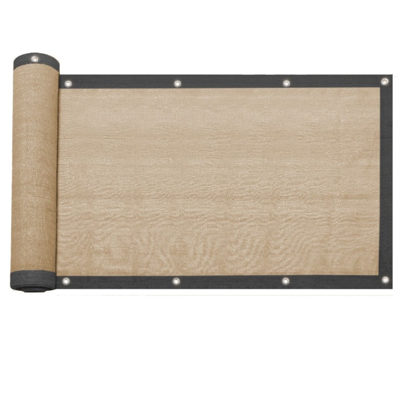 Rebecca Mobili Cortina de balcón deflector de viento sombra de polietileno beige 95% sombra