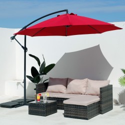 Rebecca Mobili Gedecentraliseerde parasol 3x3 tuinparasol rood aluminium staal polyester voor hotel thuis restaurant