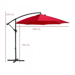 Rebecca Mobili Garden Umbrella Red 3x3 Parasol Decentralised Steel Pole Crank Opening