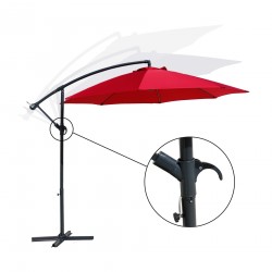 Rebecca Mobili Garden Umbrella Red 3x3 Parasol Decentralised Steel Pole Crank Opening