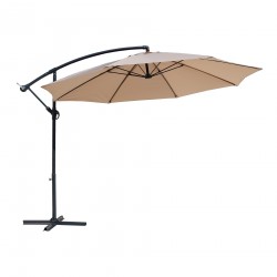 Rebecca Mobili Beige Garden Umbrella 3x3 Parasol Decentred Steel Pole for Garden