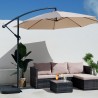 Rebecca Mobili Beige Garden Umbrella 3x3 Parasol Decentred Steel Pole for Garden