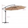 Rebecca Mobili Beige Garden Umbrella 3x3 Parasol Decentred Steel Pole for Garden