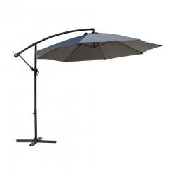 Rebecca Mobili Zijarmparasol Tuinparasols voor buiten grijs aluminium staal polyester crankopening